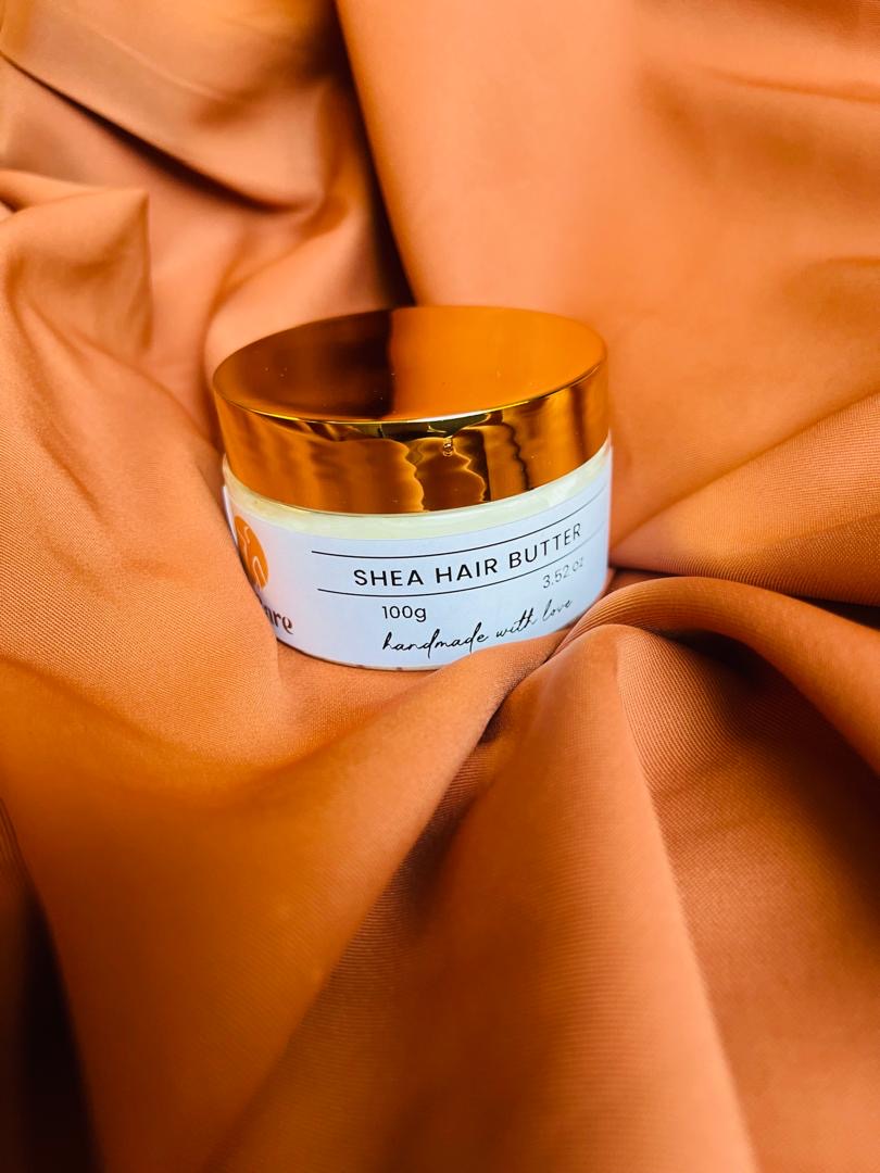 White jar with orange satin and gold lid — RithCare Hair Butter 100g