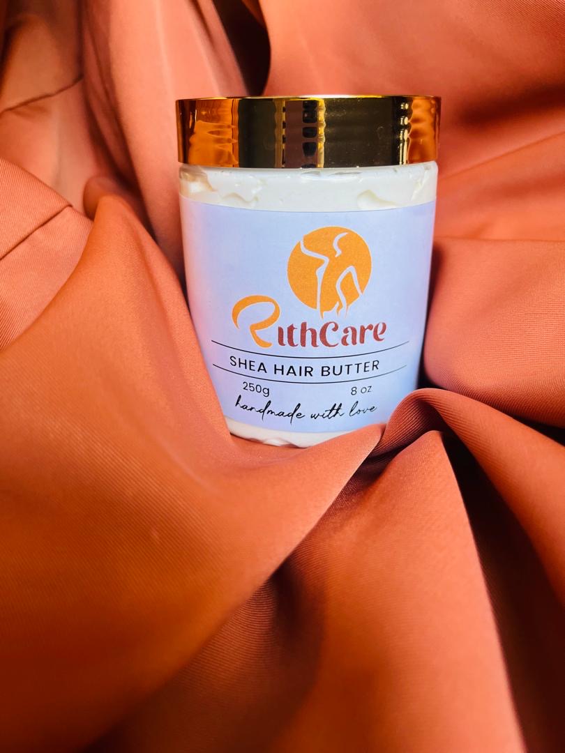 Lavender jar with coral satin and gold lid — RithCare Hair Butter 250g